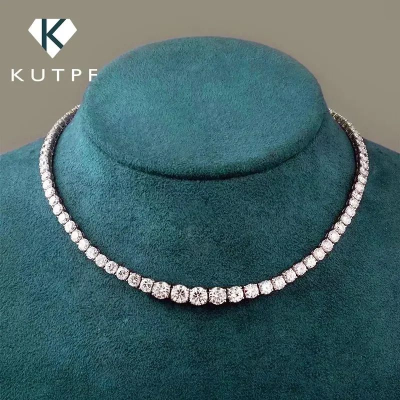 Colar Riviera de Moissanite com Certificado Gradiente de 3-5mm Gargantilha de Prata S925 para Mulheres