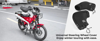 Luvas de guidão KEMIMOTO Luvas de mão para motocicleta Inverno Corta-vento Impermeável Lavável para Scooter ATV Snowmobile