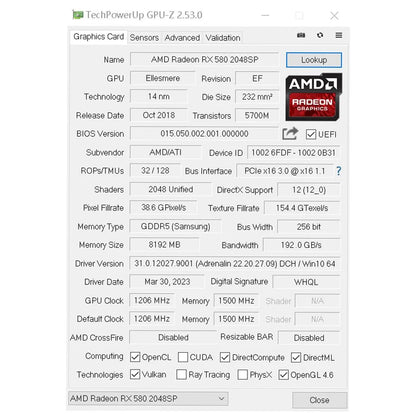 Placa Gráfica SOYO Nova AMD Radeon RX580 8G GDDR5 Memória 256Bit PCIE3.0x16 Placas GPU para Jogos para Computadores de Mesa RX580