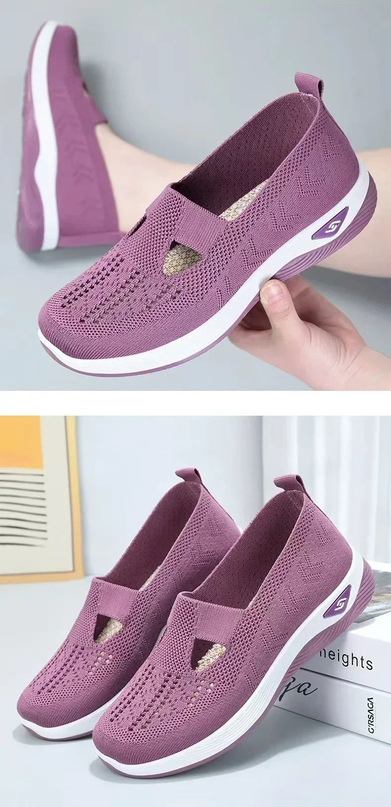 Orthopedic Shoes for Women Walking Shoes Slip On Arch Support Memory Foam Breathable Sneakers Summer Comfortable Casual Trainers