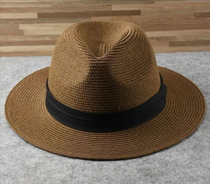 Chapéus de Sol Grandes Oversize para Homens Mulheres Praia Panamá Aba Larga Chapéu de Palha Senhora Chapéus de Sol de Verão Plus Size Chapéu Fedora 55-57cm 58-60cm