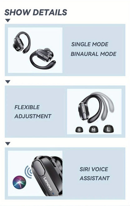 Lenovo XT80 Bluetooth 5.3 Earphones True Wireless Headphones with Mic Button Control Noise Reduction Earhooks Waterproof Headset