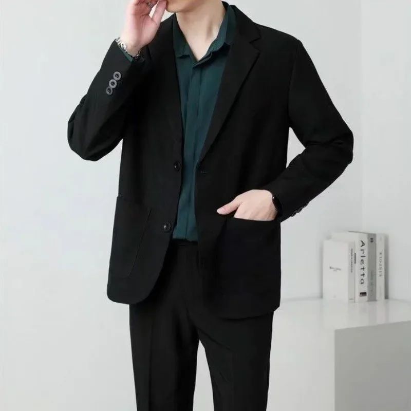 Brown Oversize Plus Big Size Jacket for Men Long Man Suits and Blazers Coats Fashionable Fashion 2025 New in Simple Breasted