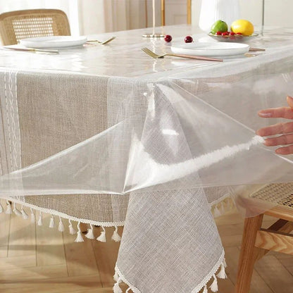 Rectangular Tablecloth, Transparent Table Cloth, Table Protector, Heat Resistant Waterproof Anti-Scratch Tablecloth