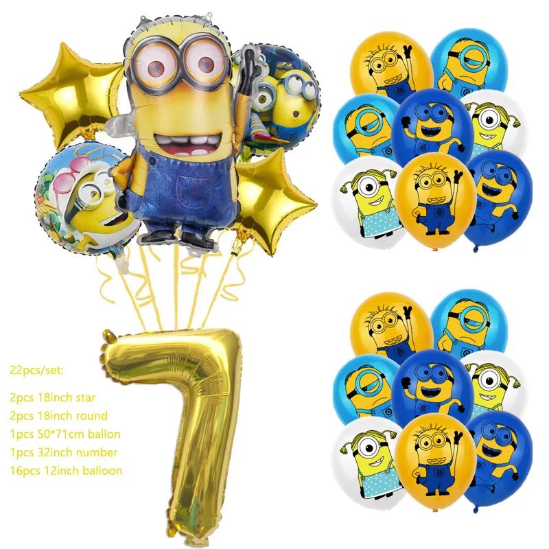 Anime Minion Themed Party Decorations Party Tableware Set Plates Cups Birthday Balloons Big Eye Yellow Man Party Favors Supplies