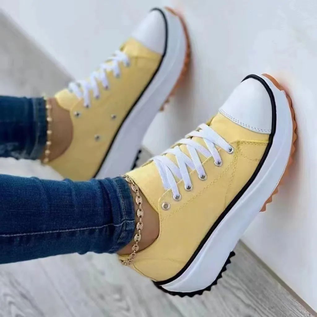 Women's New Casual Single Shoes for Women 2024 Autumn Summer Round Head Canvas Solid Color Low Top Large Size Women's Shoes