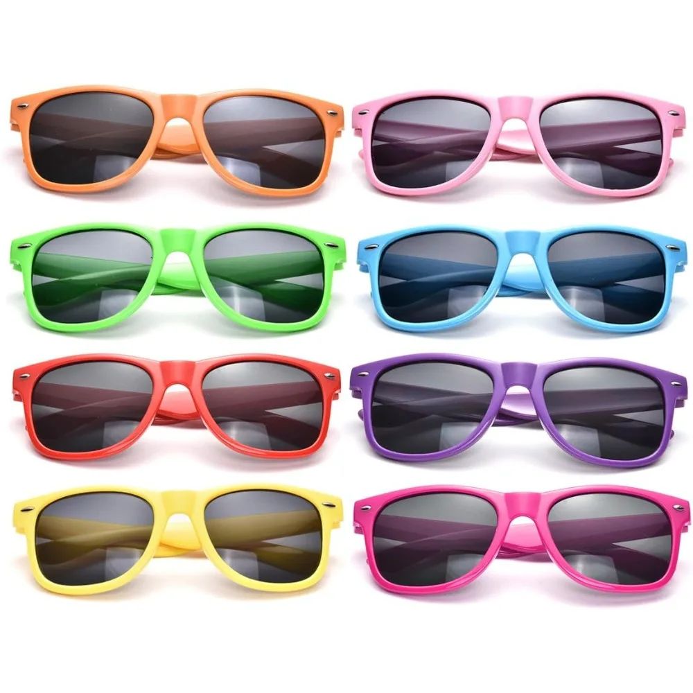 1/8pcs Neon Colors Party Sunglasses Black Studs Retro Unisex Rainbow Street Shot Gift Wedding Favors for Guests