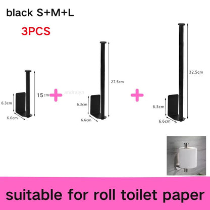 Stainless Steel Paper Towel Holder Self Adhesive Toilet Roll Paper Holder No Punching Kitchen Bathroom Lengthen Storage Rack