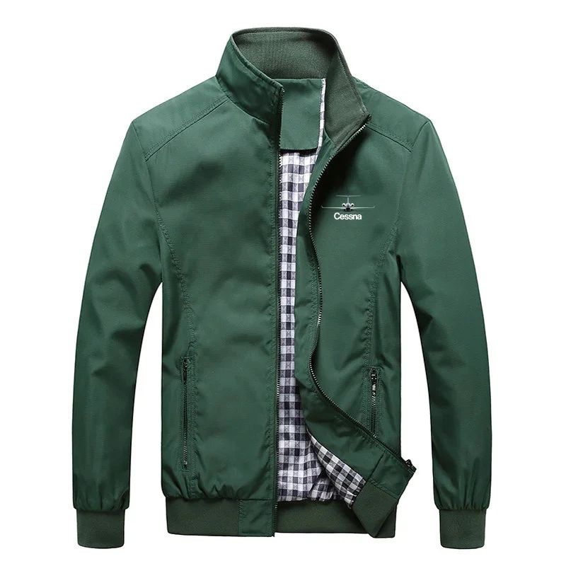 New Man Outdoor Military Spring Autumn Aviation Cessna Pilots Flight Lightweight Windbreakers Plaid Men Jackets Coats