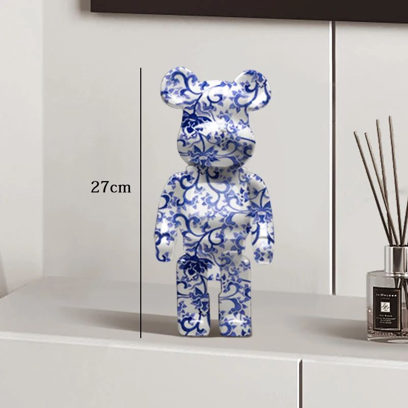 Estátua Urso Graffiti 27cm Bloco Tinta Urso Decoração Enfeites de Resina para Desktop Decoração de Casa Sala de Estar Urso Escultura de Chão Presentes