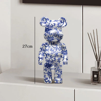 Estátua Urso Graffiti 27cm Bloco Tinta Urso Decoração Enfeites de Resina para Desktop Decoração de Casa Sala de Estar Urso Escultura de Chão Presentes
