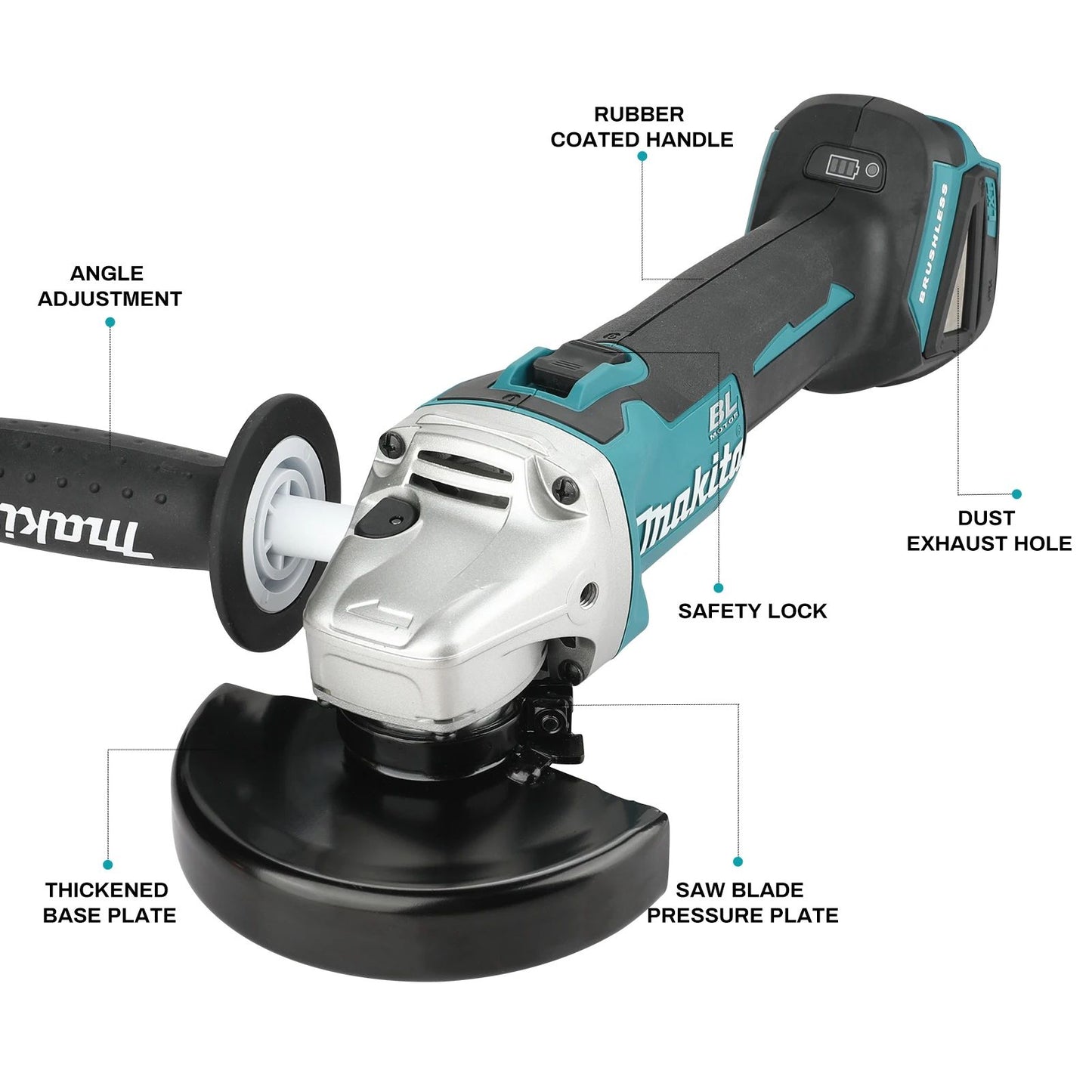 Retífica/Esmerilhadeira a Bateria Makita 18V DGA504, Disco 125mm, 6,0Ah Li-Ion - Esmerilhadeira Angular de 4-1/2" / 5", Para Desbaste de Metal e Corte de Madeira
