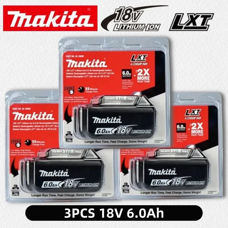 Bateria recarregável Makita 18V 6.0Ah 100% original, para baterias de ferramentas elétricas Makita BL1830 BL1830B BL1840 BL1840B BL1850 BL1850B