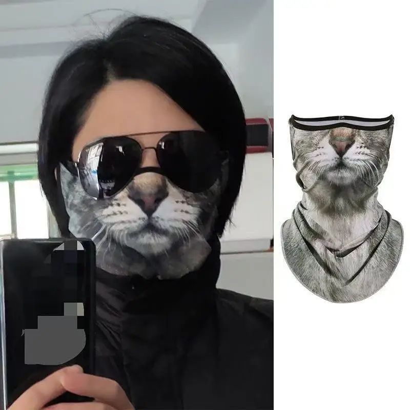 3d Printed Cats Dogs Design Full Face Mask Neck Protector Funny Cute Quick Dry Helmet Liner For Party Outdoor Windproof Masks