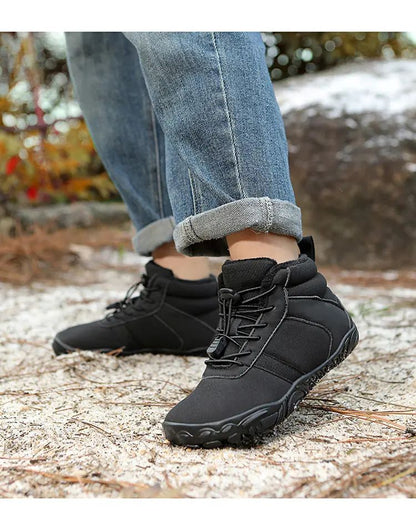 Waterproof Kids Barefoot Snow Boots 2025 New Wide Toe Winter Warm Fur Lined Shoes for Boys Girls Cold Weather Outdoor Sneakers