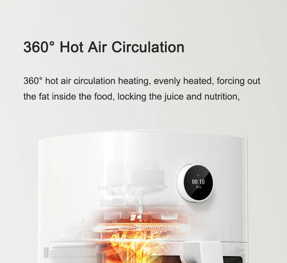Fritadeira de Ar Inteligente XIAOMI MIJIA Pro 4L Forno Quente Visor Janela APP Temporizador Tela OLED Sem Óleo Fritadeira de Ar Quente 360°