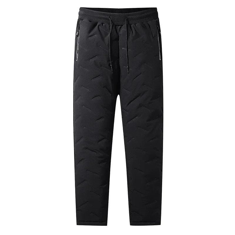 7xl Winter Down Cotton Pants Men's Casual Waterproof Zipper Pocket Thickened Wool Warm Pants Jogger Outdoor Cold-proof Ski Pants