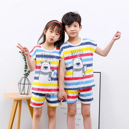 Conjuntos Infantis Mãe e Filhos Roupas Menino Menina Camiseta Shorts 2PÇS Verão Algodão Manga Curta Roupas de Bebê Infantil Terno