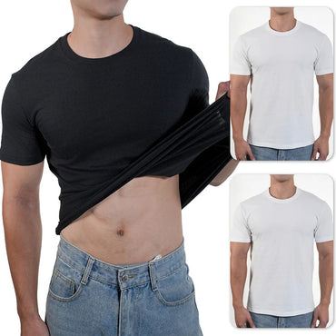 3pcs Mens Plain T-Shirt Casual 100% Cotton Slim Fit Short Sleeve Fitness Top Gym Clothes Soft Male White Black Big Size T Shirt