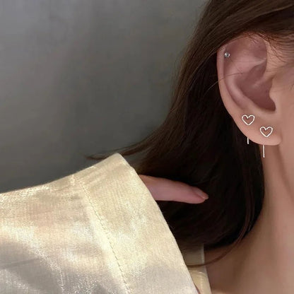 LATS Novo Contrato de Moda Brincos Finos de Pérolas de Coração Coringa Doce Elegante Temperamento Feminino Brincos de Gota Joias de Moda