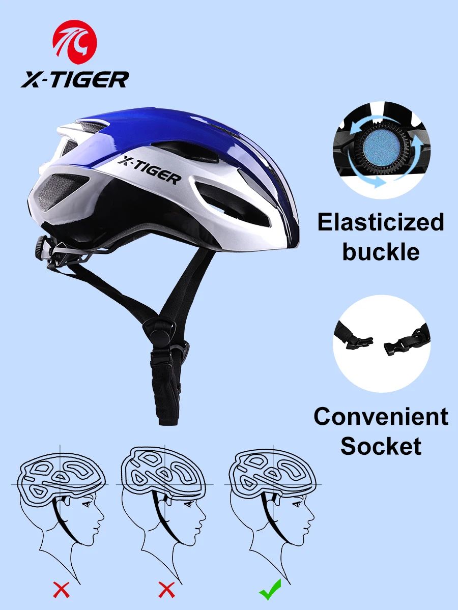 X-TIGER Bicycle Helmet Man Women Breathable Ultra-light One-piece Molding Helmets Shockproof Adjustable MTB Road Cycling Helmets