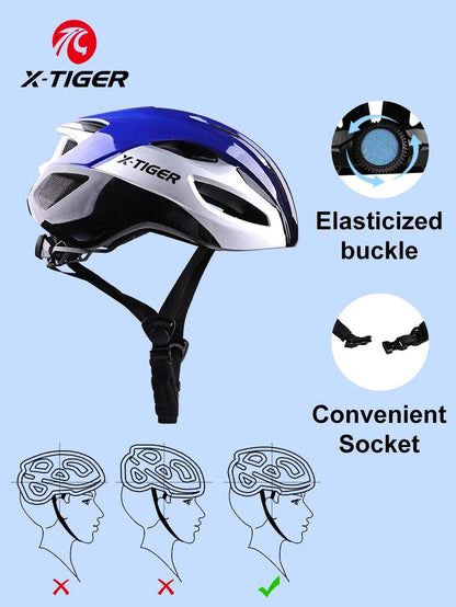 X-TIGER Bicycle Helmet Man Women Breathable Ultra-light One-piece Molding Helmets Shockproof Adjustable MTB Road Cycling Helmets