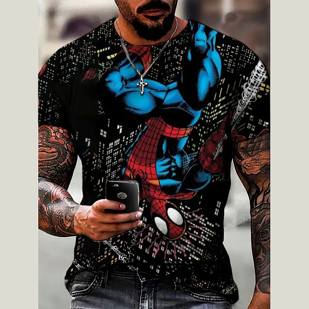 Summer Men's Spider Man T-shirt Men's Marvel T-shirt Casual 3D Printed T-shirt Fashion Men's Top