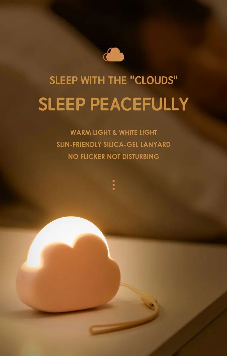 Cloud Night Light Mini USB Rechargeable Adorable Cloud Shape LED NightLight For Bedroom Baby Children Creative Gift Bedside Lamp
