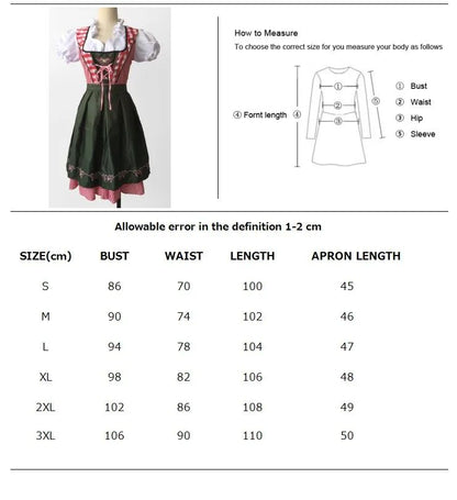 Women Waitress Maid Dress Adult Bavaria Oktoberfest Dress Beer Carnival Party Outfit Fancy Dress Man Lederhosen Dirndl Outfit