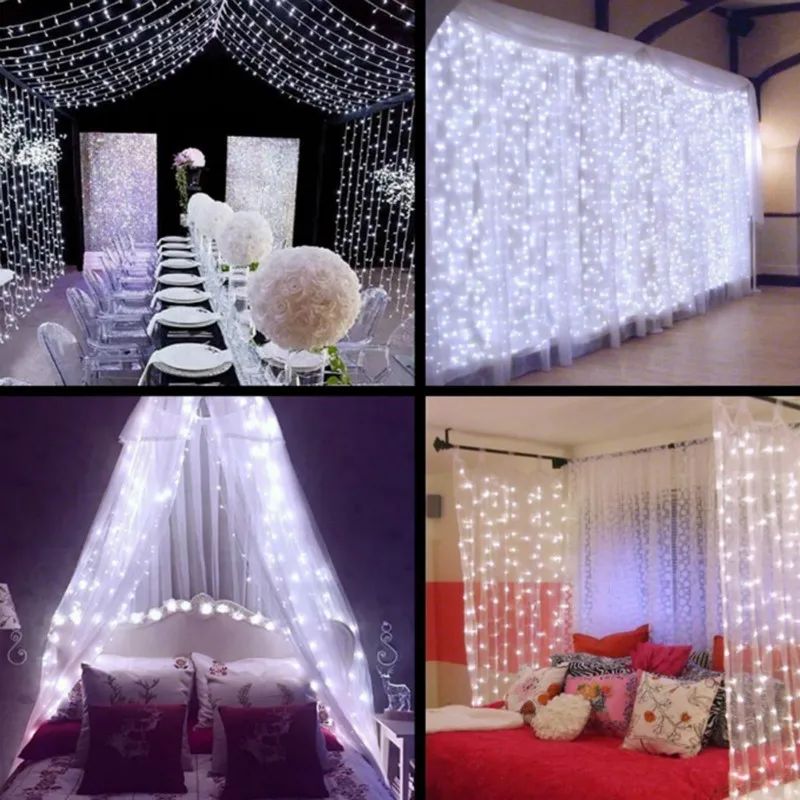 3/4/6m Curtain LED String Lights Garland USB Festoon Remote Control Fairy Garland Lights Christmas Decoration for Bedroom Home