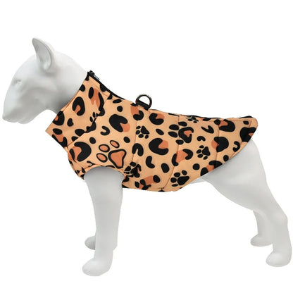 Dog Jacket Winter Warm Clothes For Small Medium Dogs Cats Leopard Print Pet Puppy Coat With D-ring Chihuahua Yorkie Pug Outfits