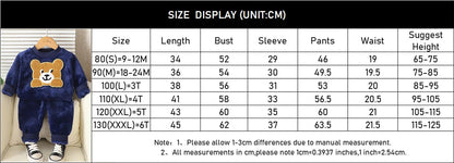 Autumn Winter Baby Boys Homewear Sets Fashion Cartoon Bear Flannel Fleece Clothes for 1-6 Years Kids Sleepwear Children Pajamas