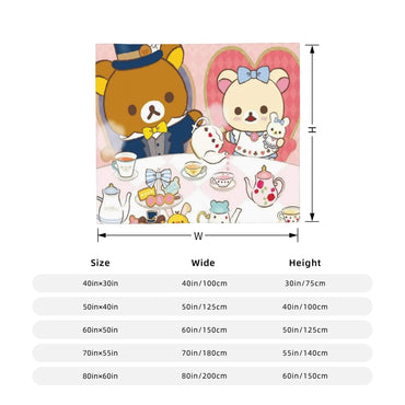 Rilakkuma  Korilakkuma Tea Time Flannel Throw Blanket  Super Warm Plush Quilt for Bedding  Couch