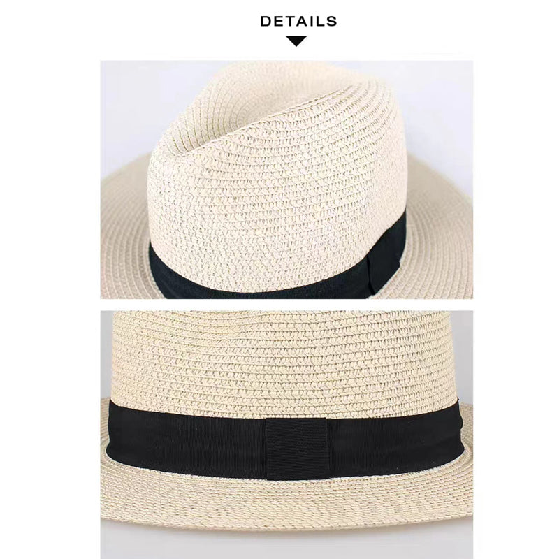 Large Size 56-58 59-60cm New Natural Panama Straw Hat Summer Men Women Wide Brim Beach UV Protection Fedora Sun Hat Wholesale