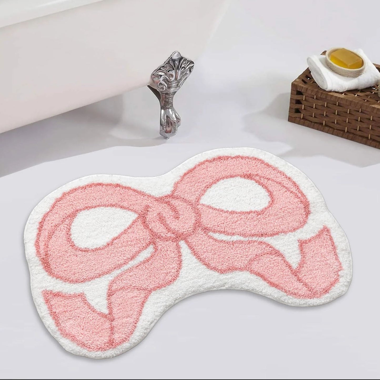VIKAMA Creative Bow Rug Living Room Bedroom Kitchen Bathroom Absorbent Machine Washable Doormat Carpet Home Decor Mat Rug