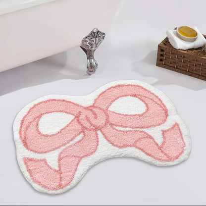 VIKAMA Creative Bow Rug Living Room Bedroom Kitchen Bathroom Absorbent Machine Washable Doormat Carpet Home Decor Mat Rug