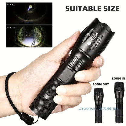 High Power LED Flashlight T6 Aluminum Alloy Zoomable Tactical Torch Battery powered Waterproof Outdoor Light For Camping Lantern
