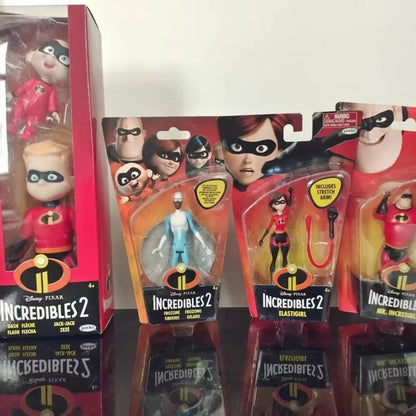 Desenho animado da Disney Os Incríveis Todos os membros da família Figura de Anime Pvc Modelo de Mesa Enfeites de Brinquedo Acompanha Crianças Presentes de Aniversário