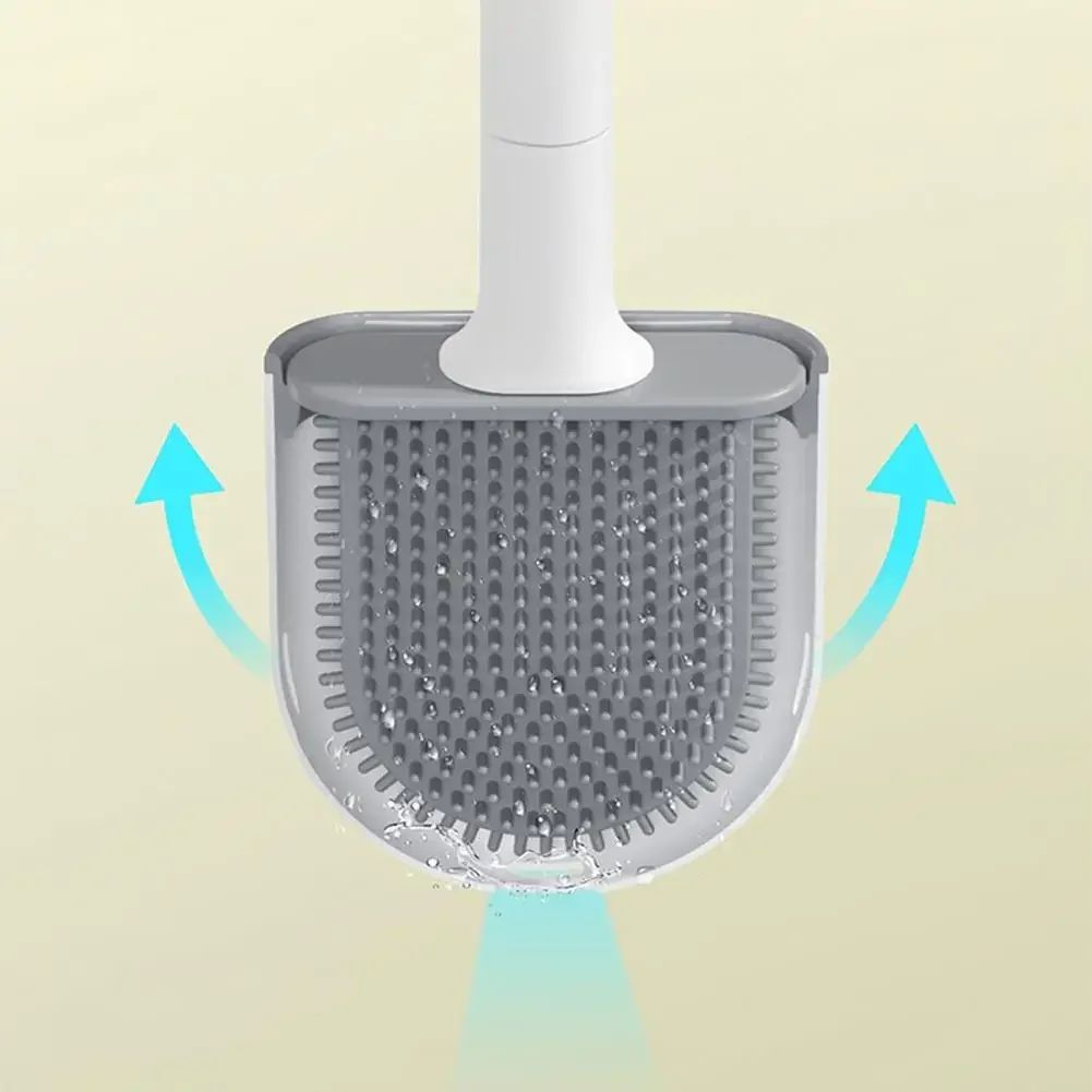 Wall-Mounted Silicone Toilet Brush Set-Easy-Install, Long-Handle,No Dead Corners,Efficient Cleaning,Portable Design with Holder