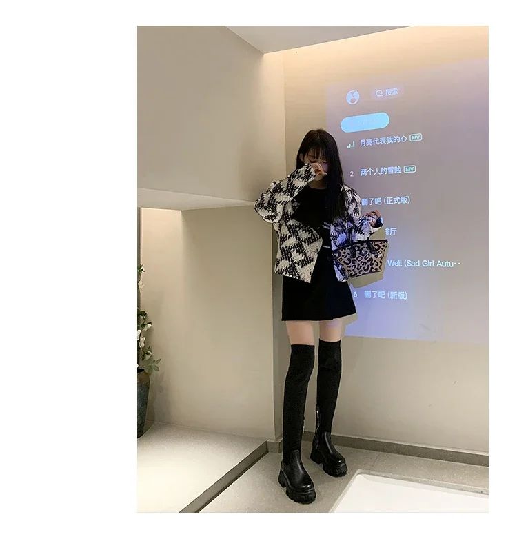 Women's Solid Color Chunky Heel Boots, Stylish Side Zipper Over The Knee Boots, Fashion Platform Long Boots