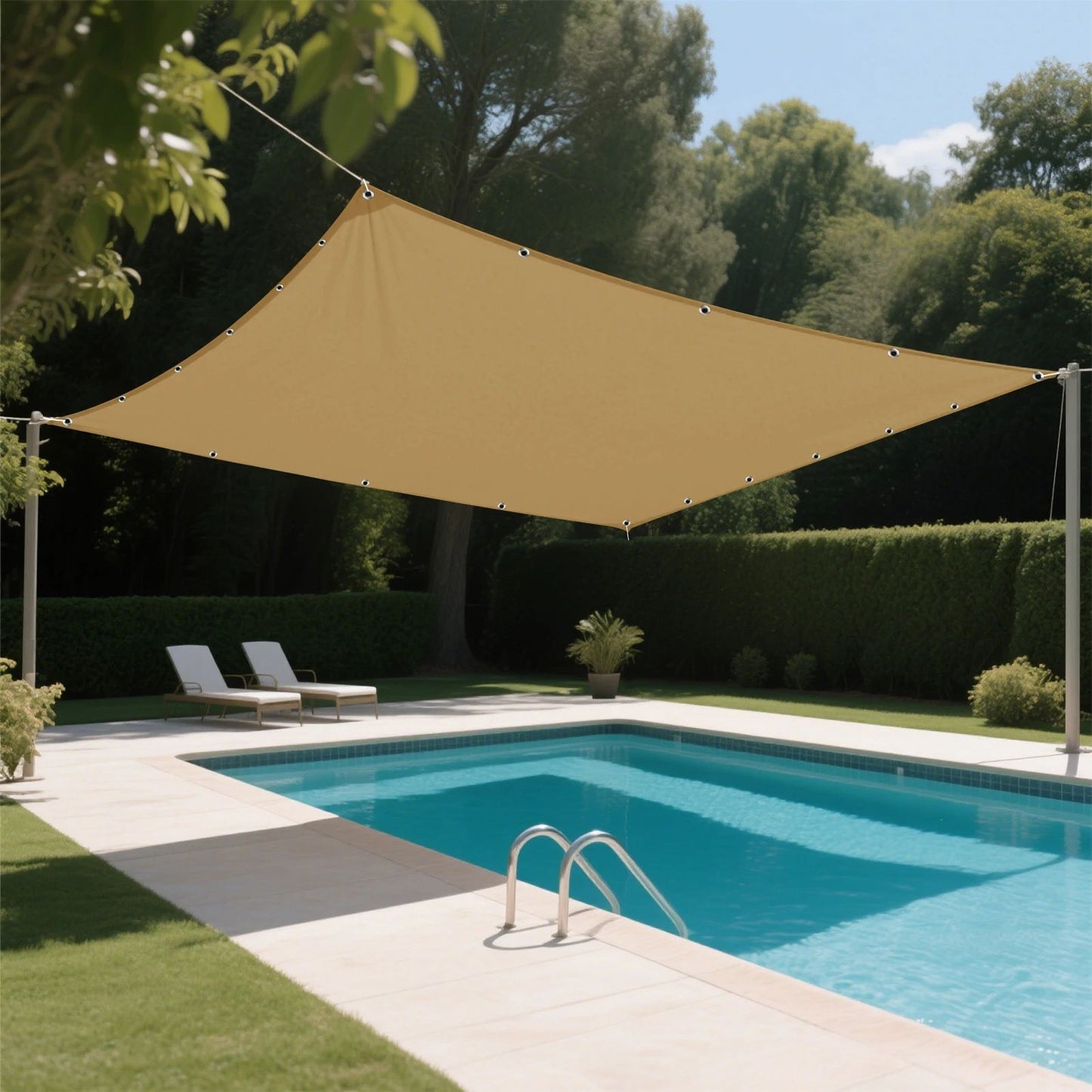 Waterproof Straight Edge Sun Shade Sail with Grommets Garden Sunscreen Pergola Shade Cover Canopy For Outdoor Garden Patio Tent