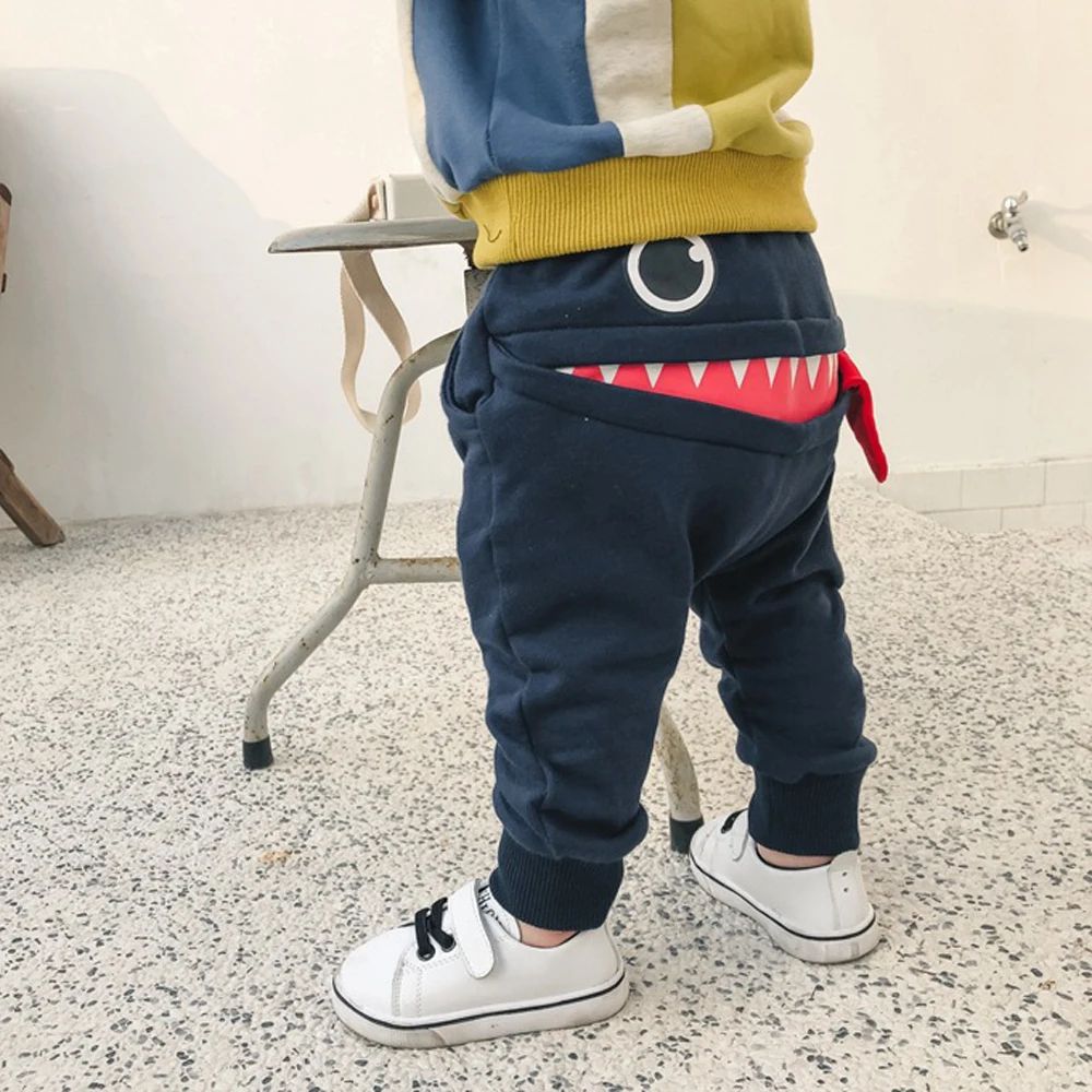 Casual Baby Children Pants Toddler Boys Girls Cute Big Mouth Monster Trousers Costumes Long Cototn Infant Cartoon Panty Clothes