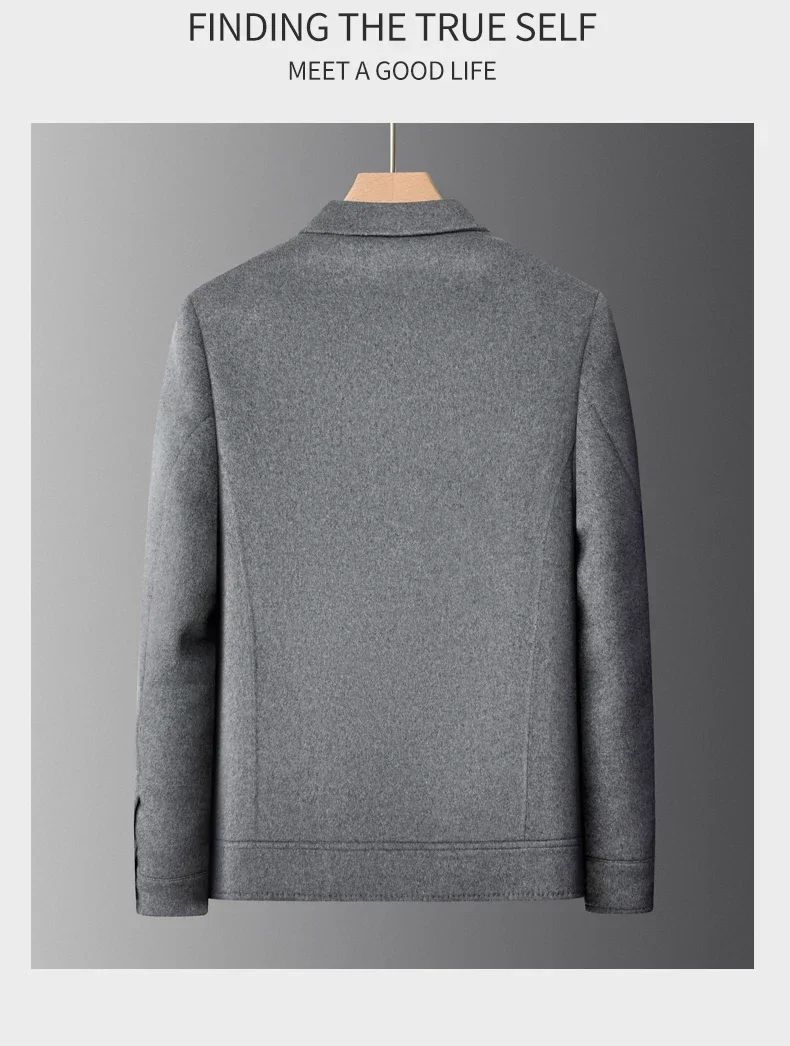 Billy Men's Winter Jacket for Men Double-Sided Woolen Overcoat Short Lapel Autumn Casual Coat Top Black Clothes White Duck Down