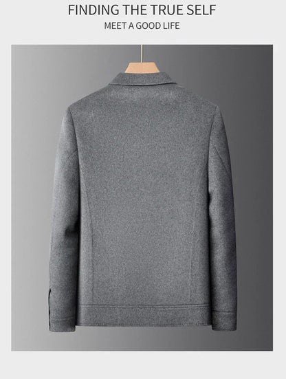 Billy Men's Winter Jacket for Men Double-Sided Woolen Overcoat Short Lapel Autumn Casual Coat Top Black Clothes White Duck Down