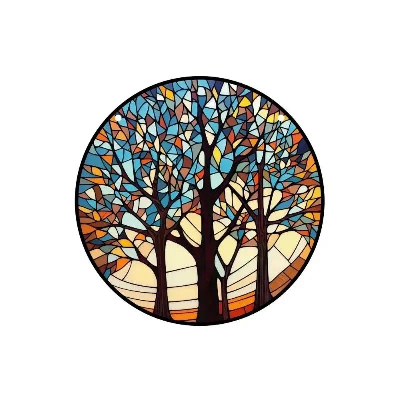 Starry Night Sky Round Acrylic Painted Home Living Room Window Wall Hanging Craft Party Car Pendant Retro Decoration Accessory