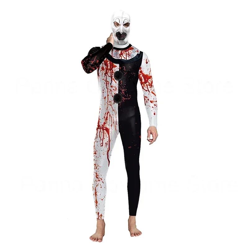 Halloween Zenti Party Cosplay Bodysuit Romper Unisex Cosplay Scary Terrifier 3  Printed Jumpsuit Clown Bloody Terrifier Costume
