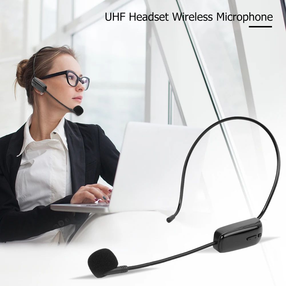 Microfone Headset Sem Fio Portátil UHF com Receptor para Ensino Acessórios para Fone de Ouvido