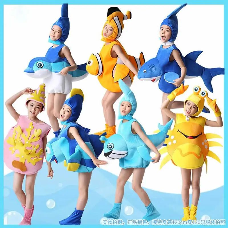 Sea Turtle Cosplay Costume Children‘s Marine animals Performance Clothing Set Hat Clothes Shoe Kids Anime Octopus Shark Dolphin