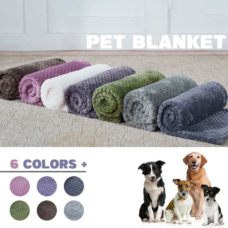 Cobertor macio para animais de estimação, manta de dormir de pelúcia para cães, cor sólida, lavável, almofada de sofá portátil, manta quente para gatos, tapete doméstico para o inverno