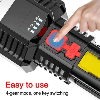 COB High Power LED Flashlight USB Rechargeable Waterproof Lamp For Camping Hiking Fishing Portable Flashlight Emergency Lantern